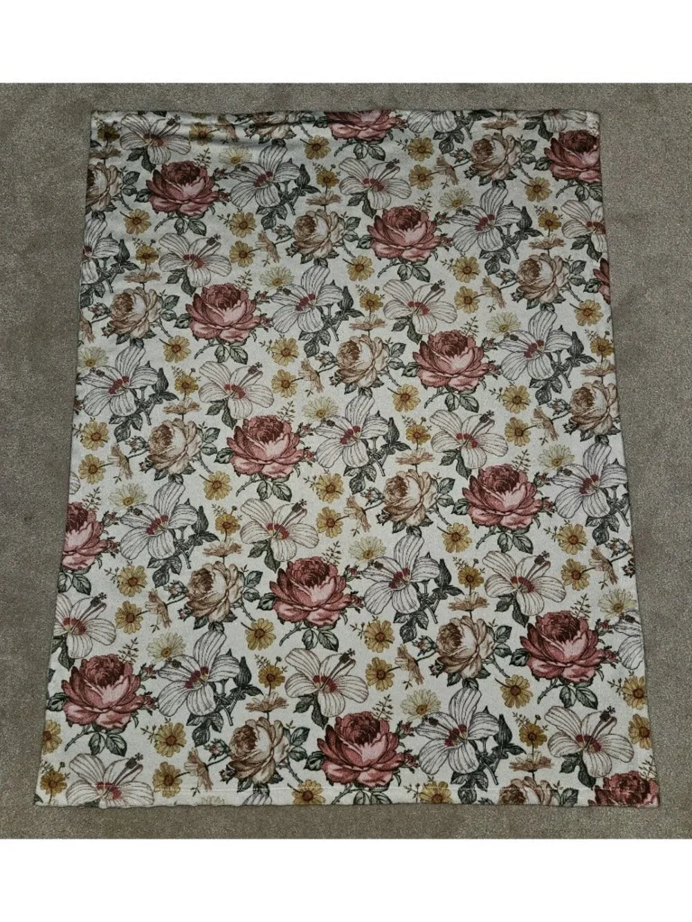 Pink Yellow Green Purple Floral Baby Blanket Fleece White Minky Dot 30x39